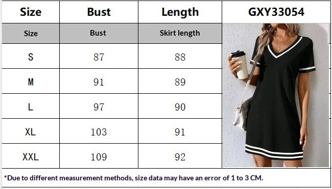 Women's V-Neck Contrast Trim Dress