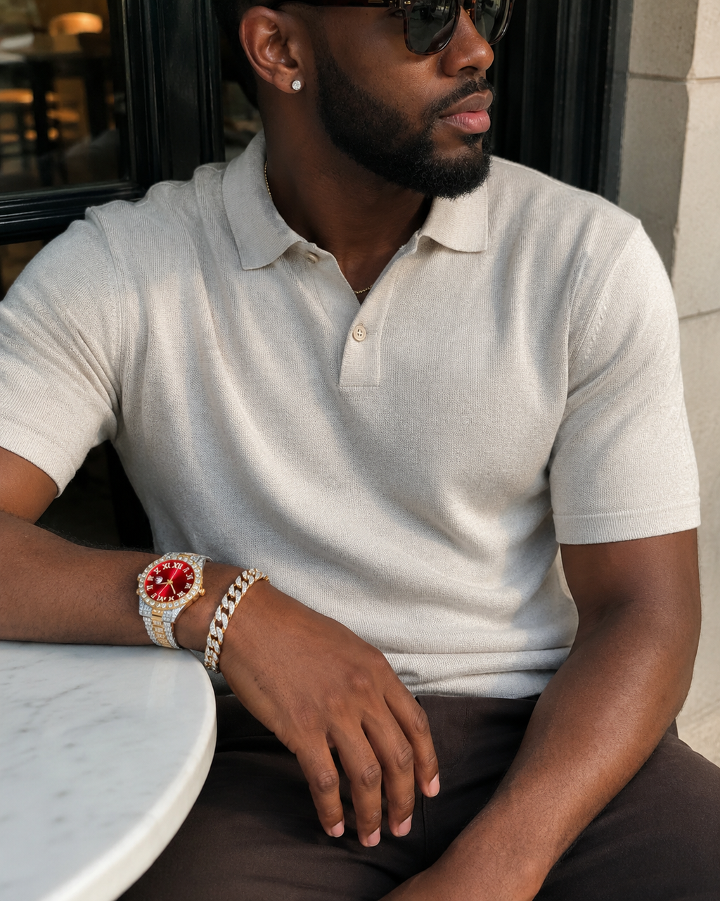 Men's Iced Out Hip Hop Watch & Bracelet Set