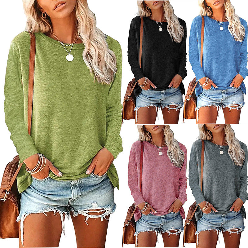 Women's Long-Sleeve Crew Neck Pullover Shirt