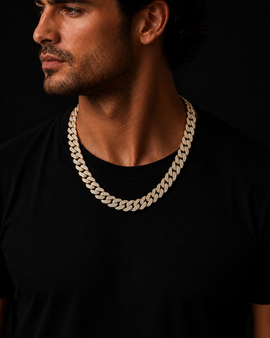 Iced Out Rhinestone Cuban Link Necklace