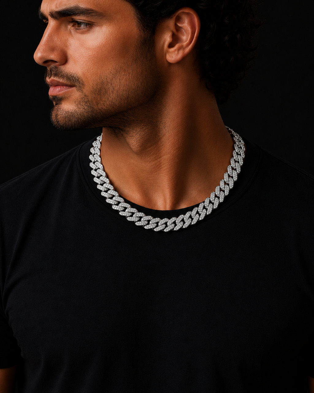 Iced Out Rhinestone Cuban Link Necklace