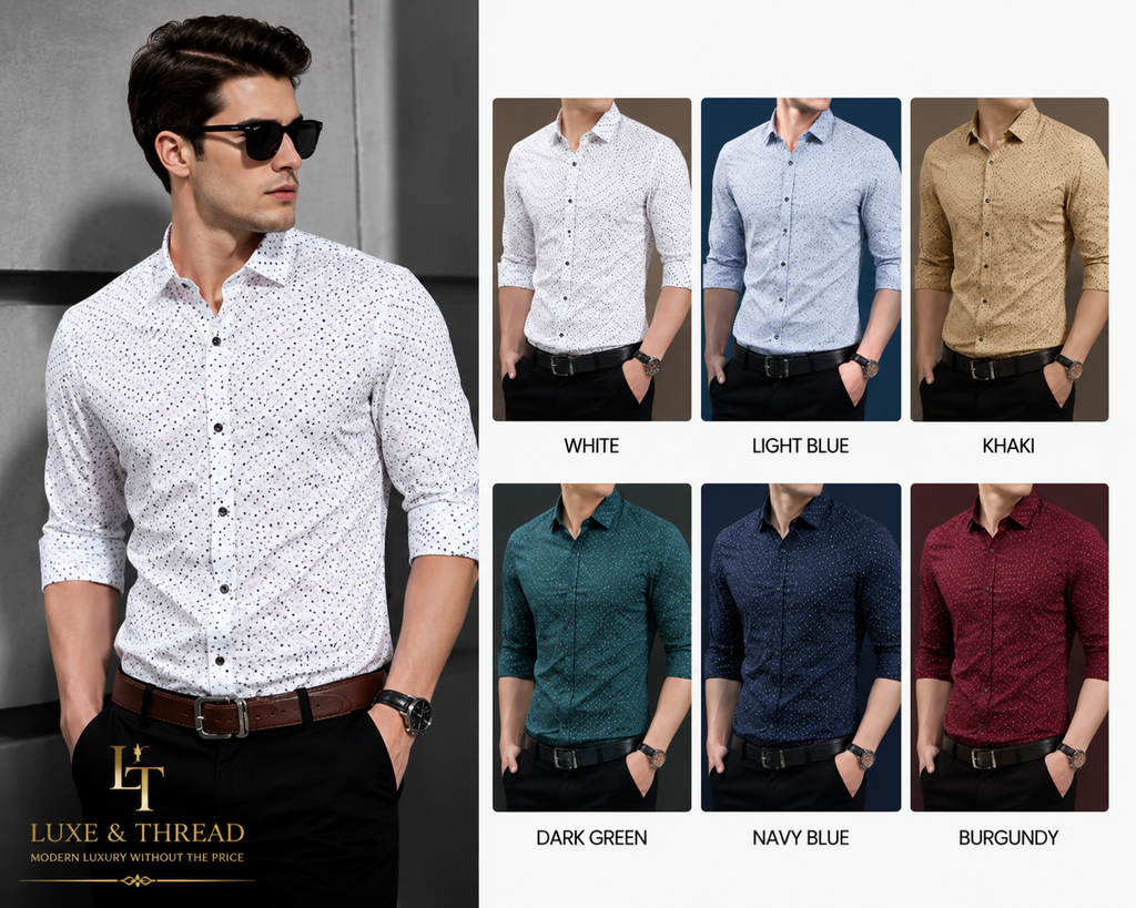 Men's Premium Printed Button-Down Dress Shirt