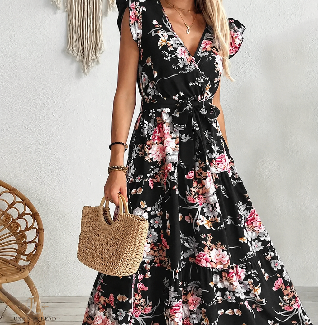 Women's Floral Print Polyester Dress