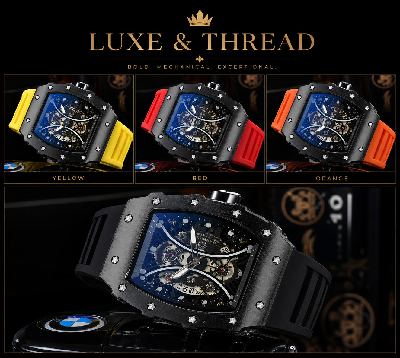 Men's Skeleton Quartz Sport Watch