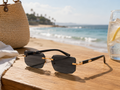 Rimless Rectangular Vintage Sunglasses