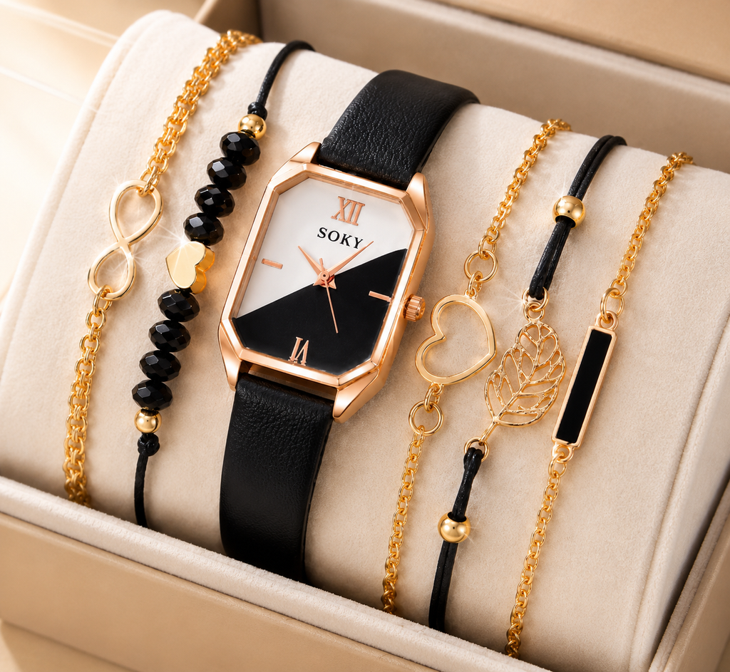 Women's Elegant Rhinestone Watch & Jewelry Set