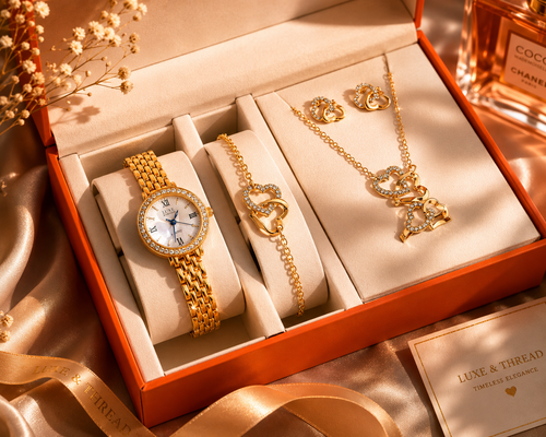 Crystal Clover Heart Watch & Jewelry Set