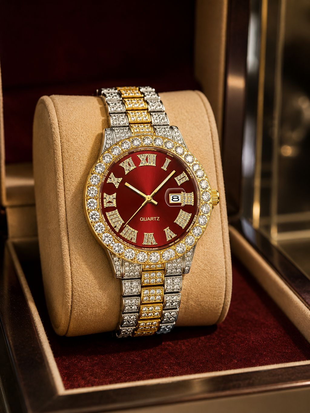 Men's Iced Out Hip Hop Watch & Bracelet Set
