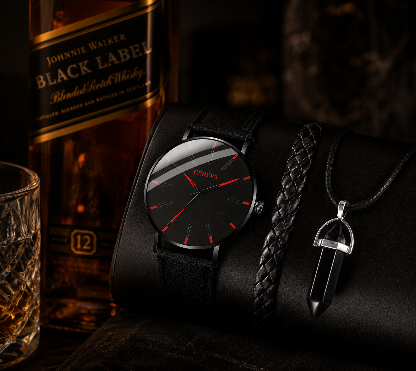 Men's Minimalist Watch, Bracelet & Necklace Set