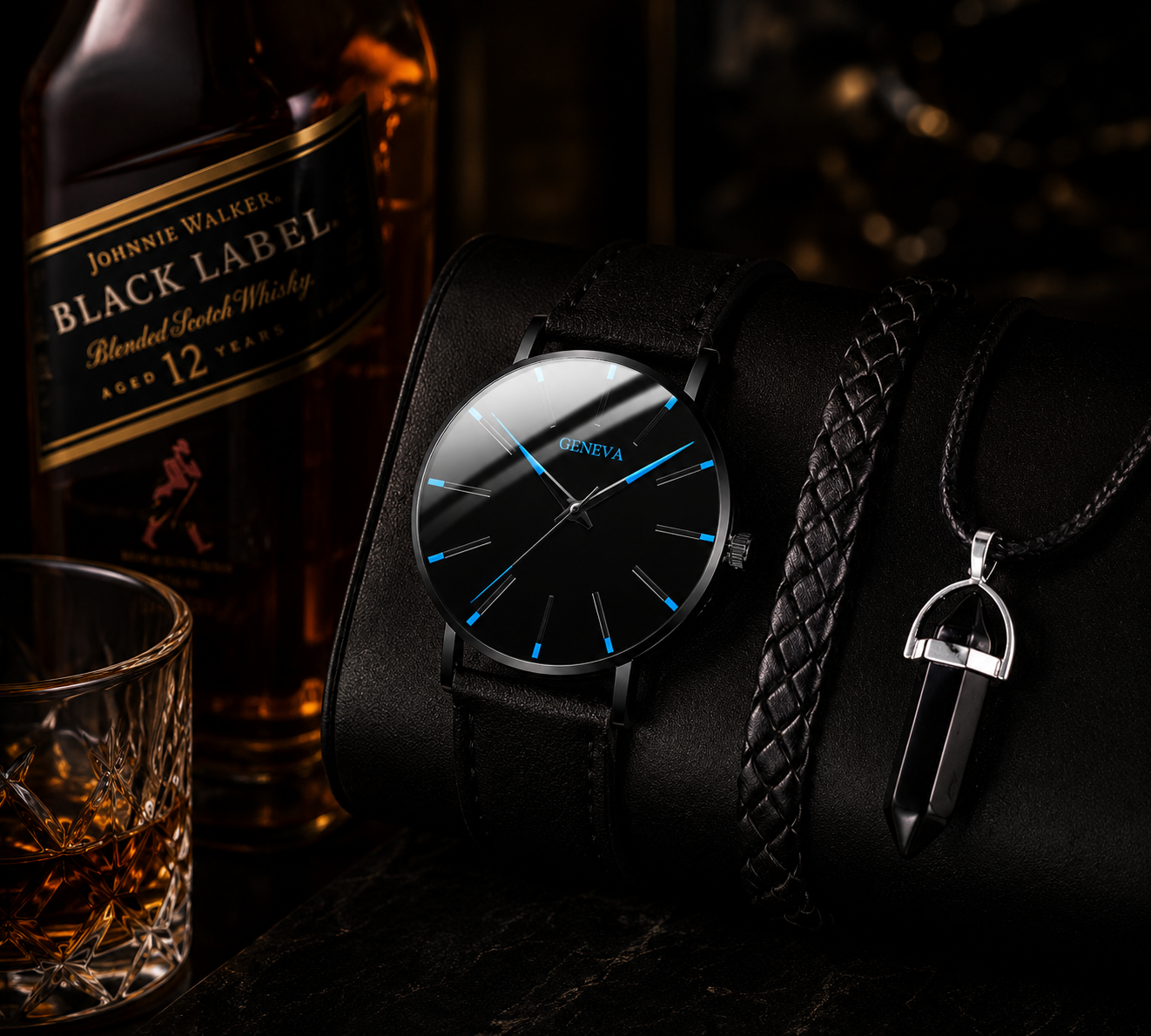 Men's Minimalist Watch, Bracelet & Necklace Set