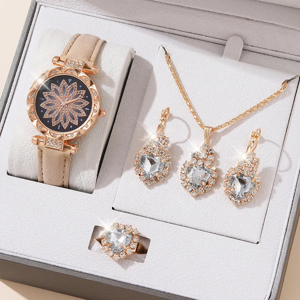 Rose Gold Watch & Jewelry Set