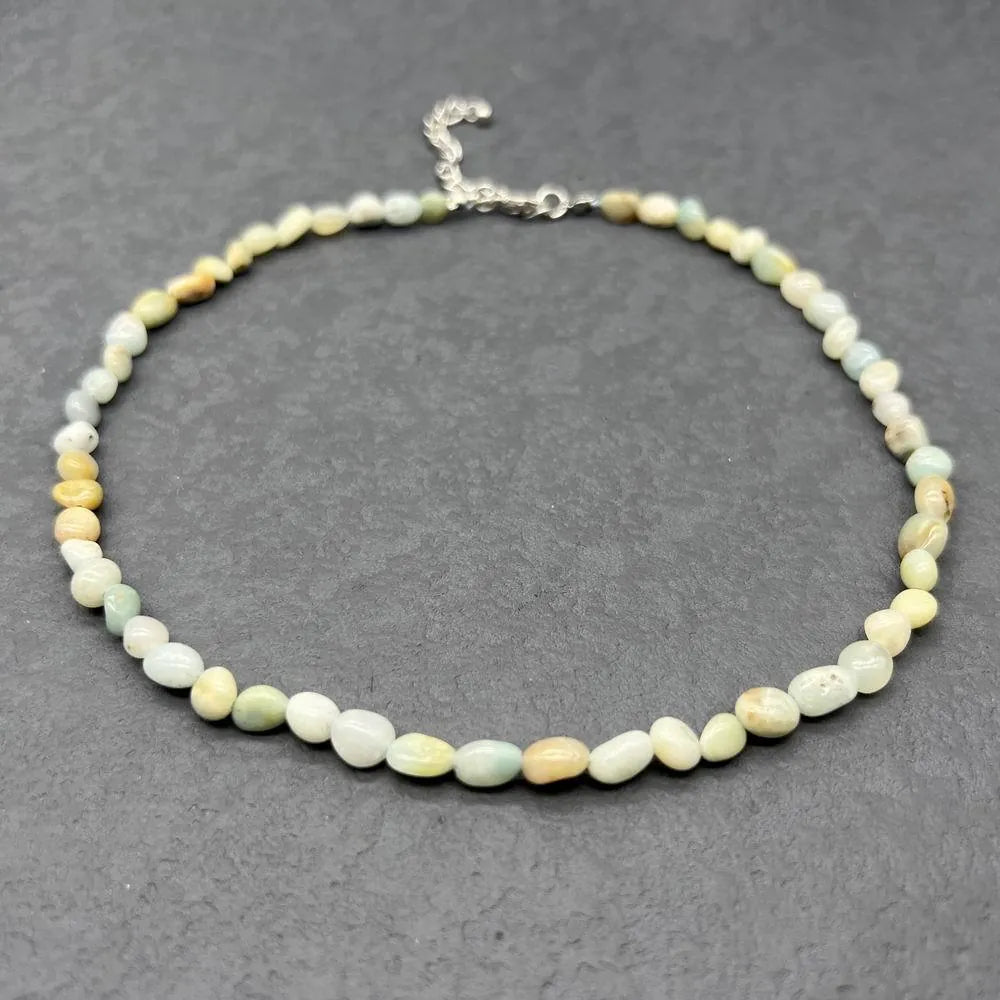 Natural Stone Tumbled Bead Necklace - Light Amethyst