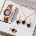 Women's Elegant Rose Gold Watch & Jewelry Set