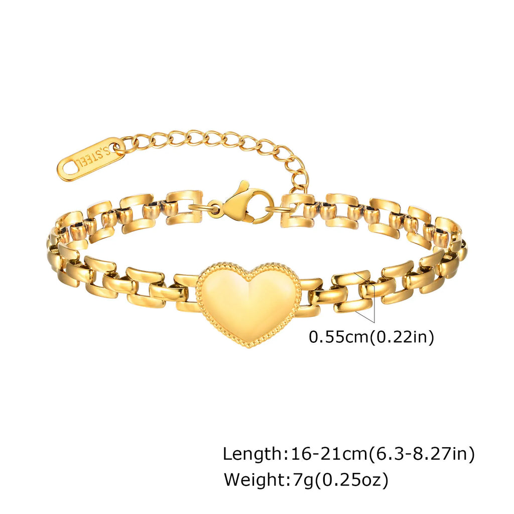 Gold Heart Pendant Bracelet 