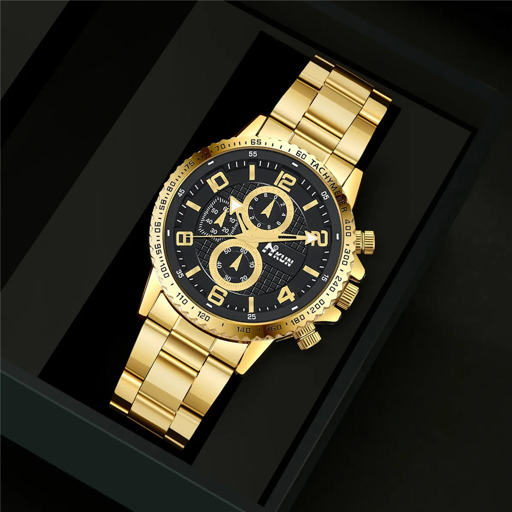 Men's Luxury Watch, Necklace, Bracelet & Ring Set