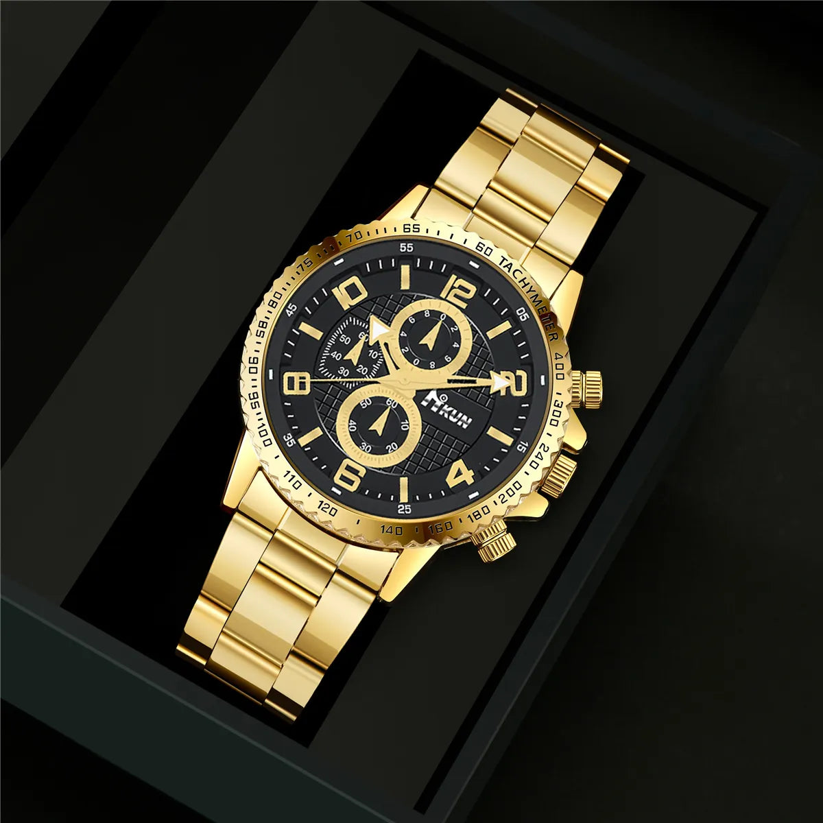 Men's Luxury Watch, Necklace, Bracelet & Ring Set