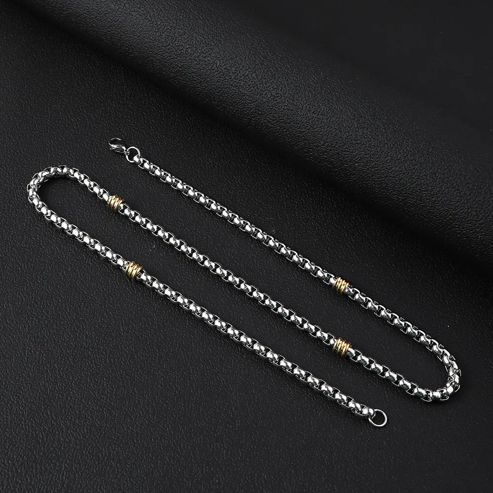 Stainless Steel Box Chain Necklace - Necklace - Long Style