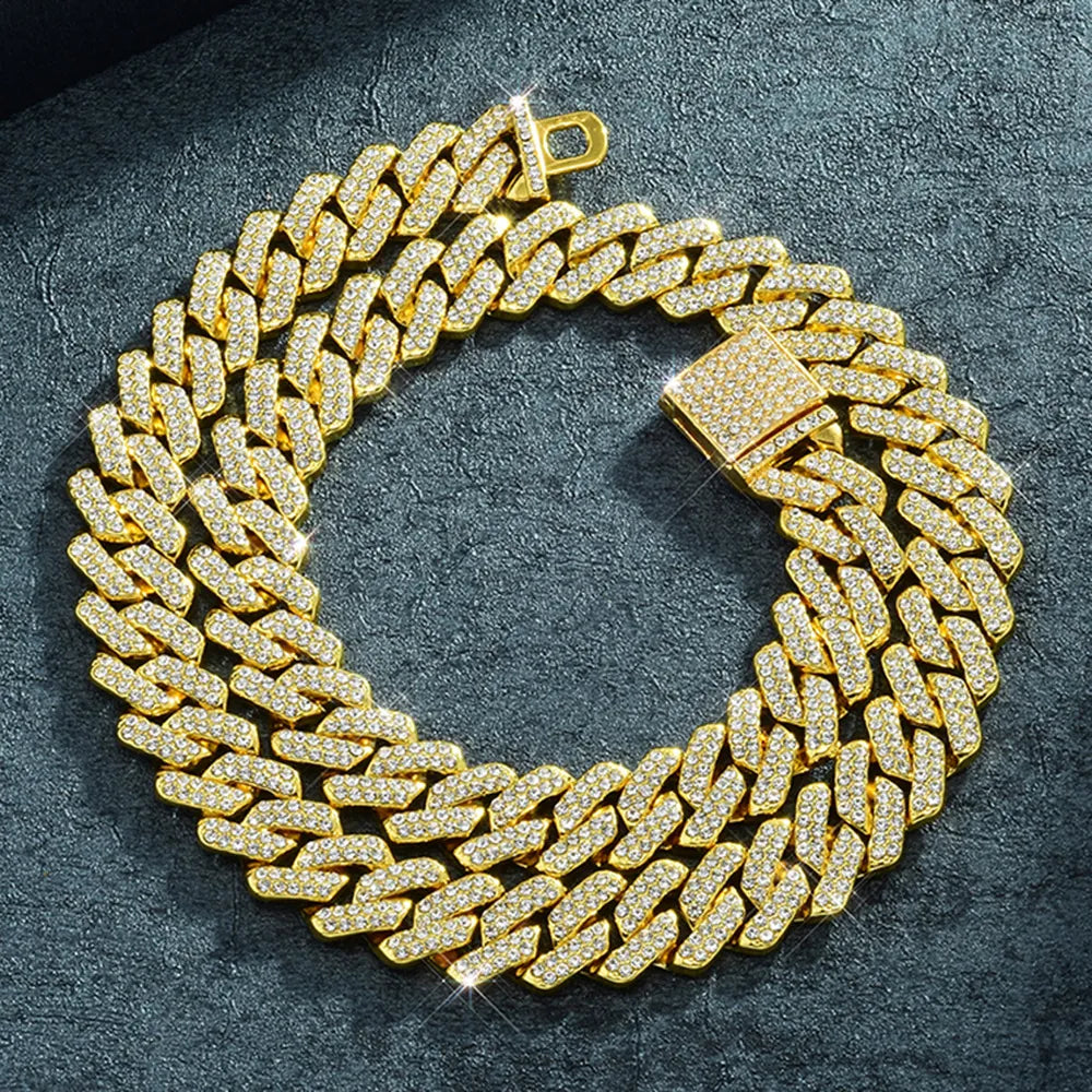 Iced Out Rhinestone Cuban Link Necklace
