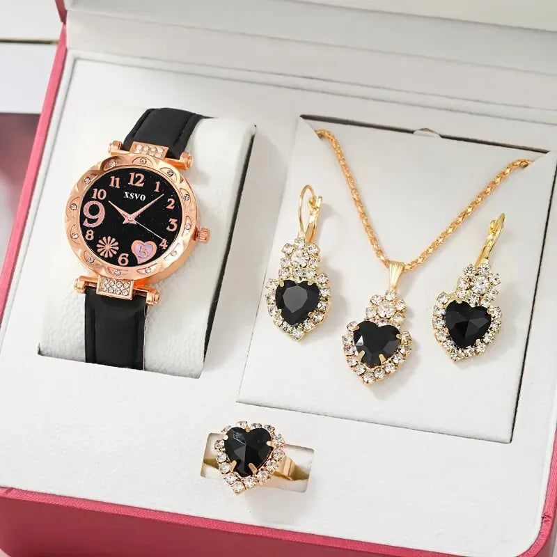 Rose Gold Watch & Jewelry Set