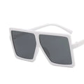 Square Oversized Vintage Sunglasses - White Frame Gray Lens