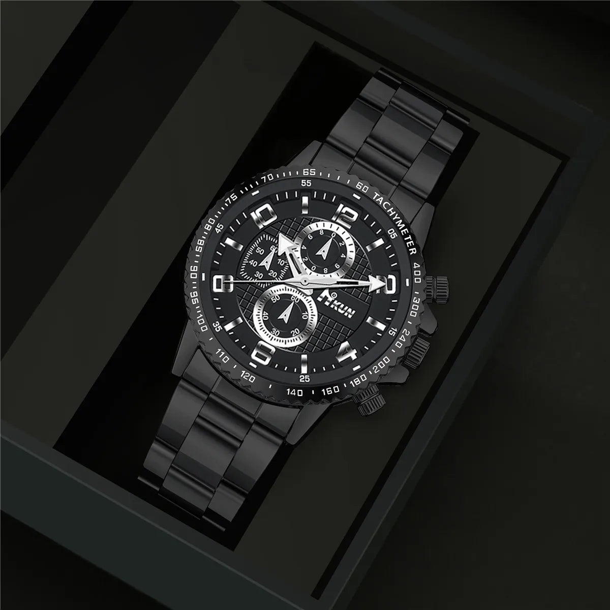 Men's Luxury Watch, Necklace, Bracelet & Ring Set