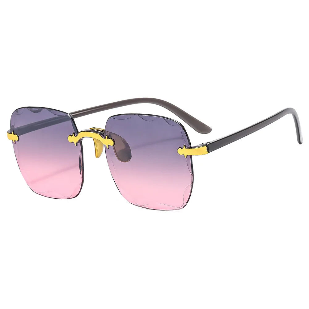 Rimless Oversized Y2K Sunglasses White Frame