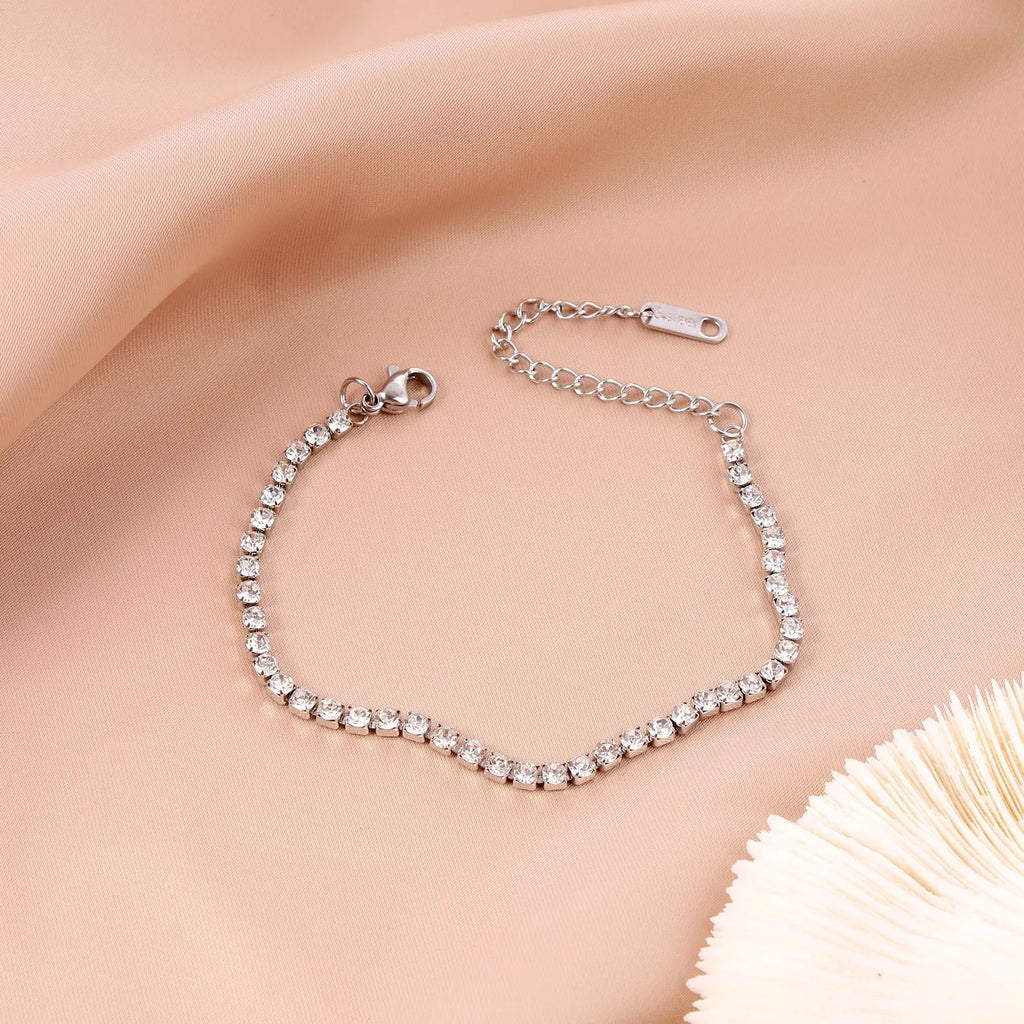 Stainless Steel Tennis Bracelet - Gold