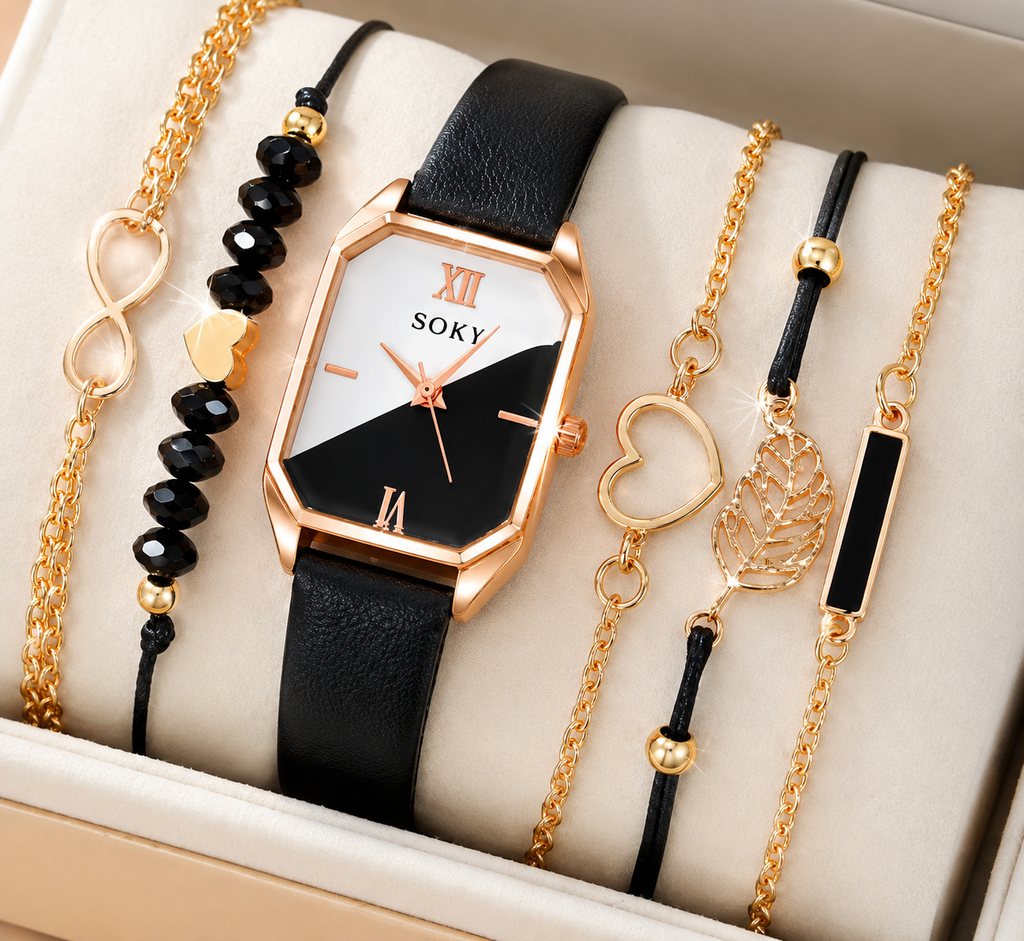 Women's Elegant Rhinestone Watch & Jewelry Set