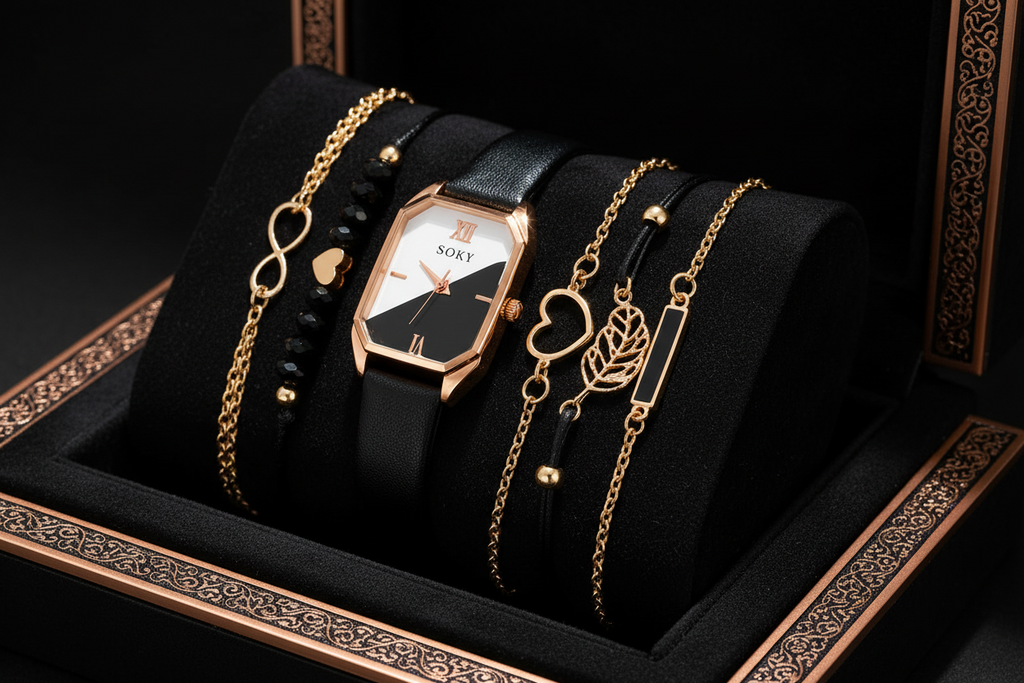 Women's Elegant Rhinestone Watch & Jewelry Set