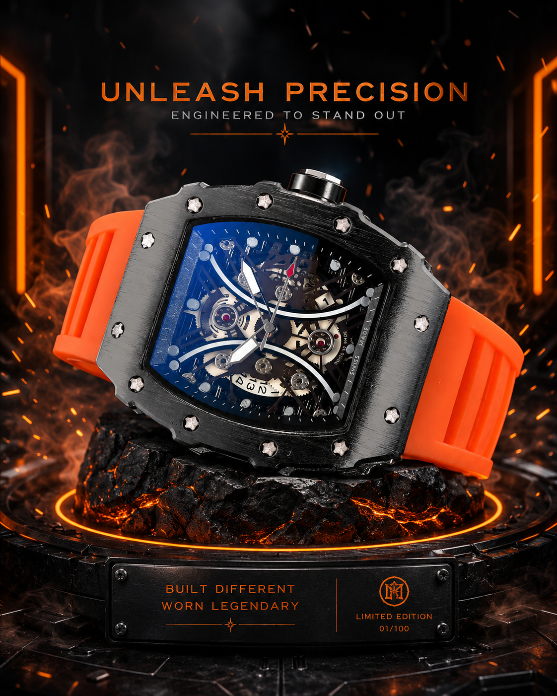 Men's Skeleton Quartz Sport Watch