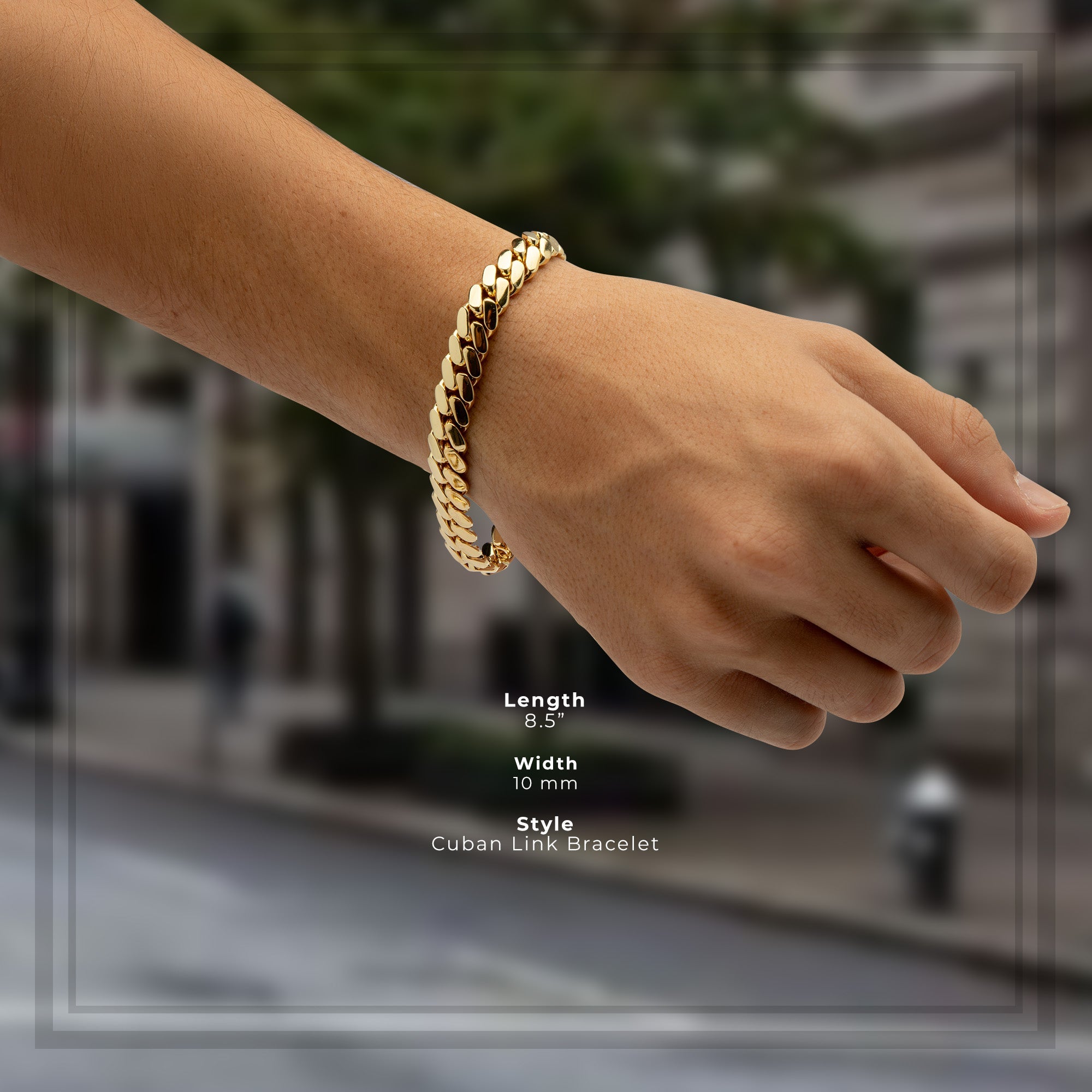 Miami Cuban Link Chain Bracelet 14K Gold Premium Plated 10-24mm Men Jewelry 8.5 inch