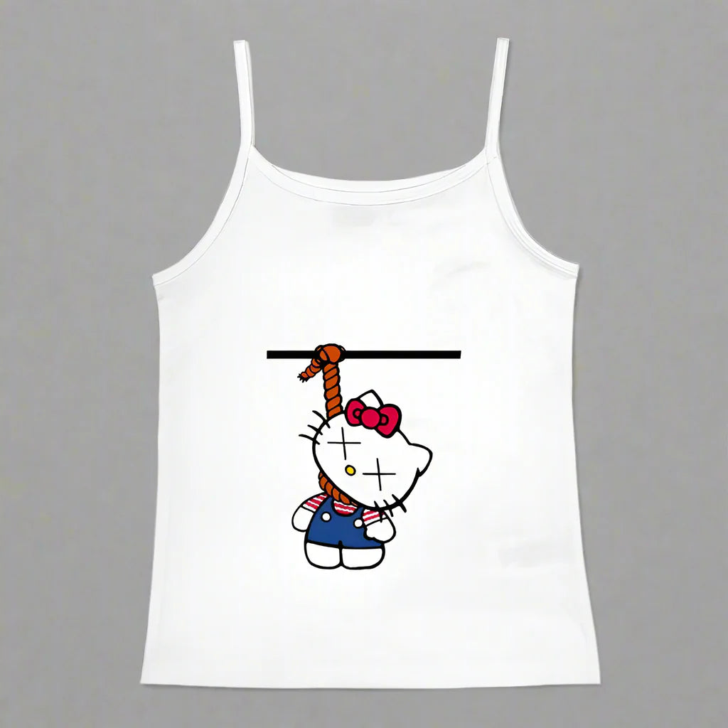Y2K Hello Kitty Crop Top – Girls Vintage Punk Tank