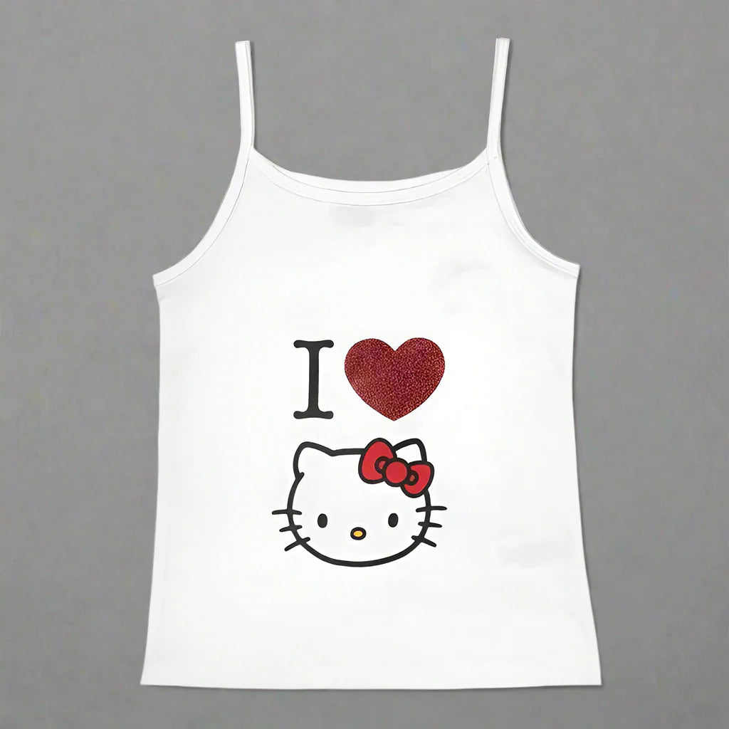 Y2K Hello Kitty Crop Top – Girls Vintage Punk Tank
