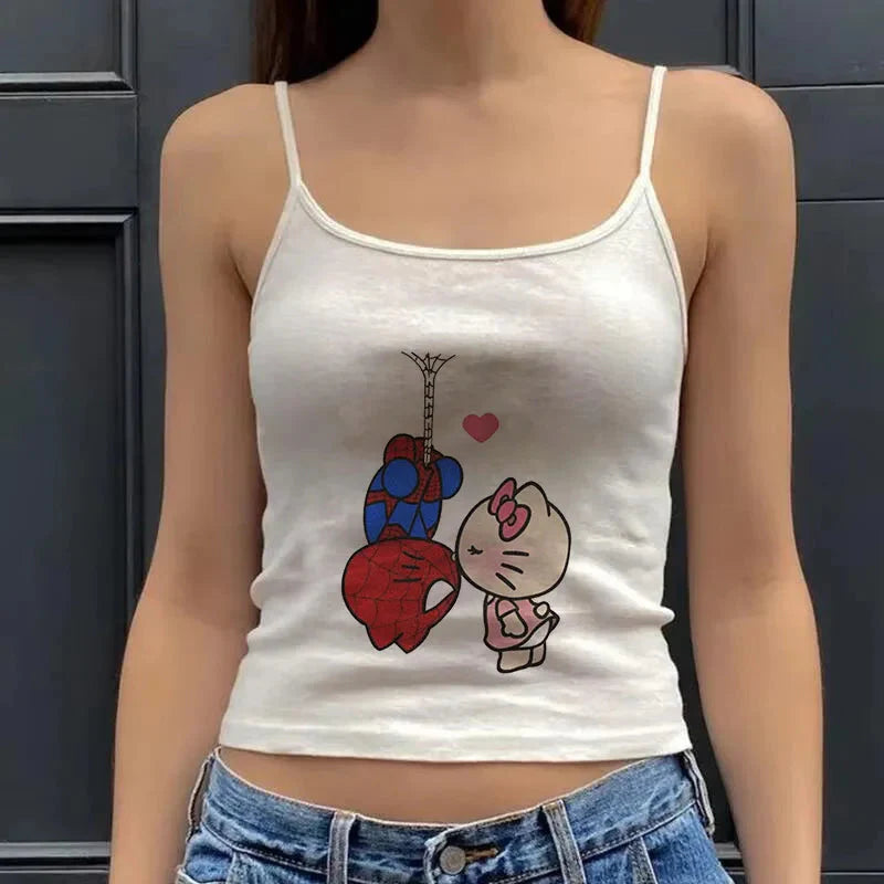 Y2K Hello Kitty Crop Top – Girls Vintage Punk Tank