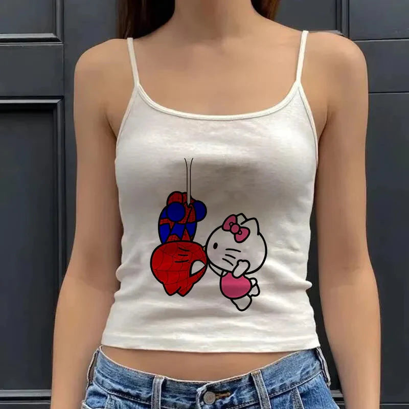 Y2K Hello Kitty Crop Top – Girls Vintage Punk Tank