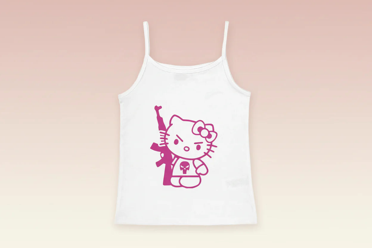Y2K Hello Kitty Crop Top – Girls Vintage Punk Tank