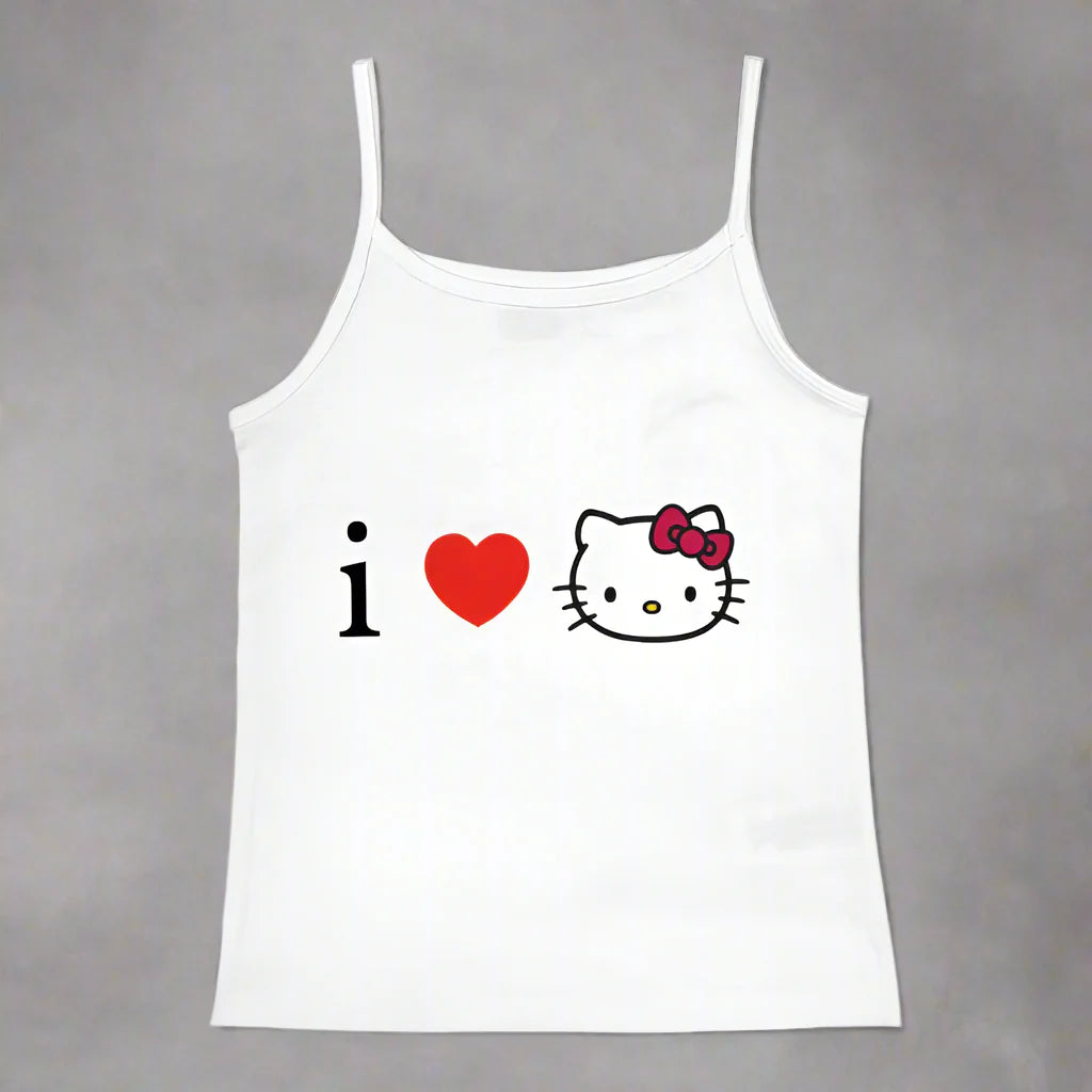 Y2K Hello Kitty Crop Top – Girls Vintage Punk Tank