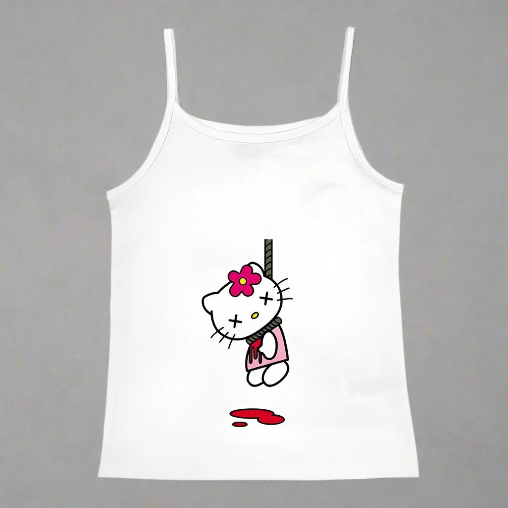 Y2K Hello Kitty Crop Top – Girls Vintage Punk Tank