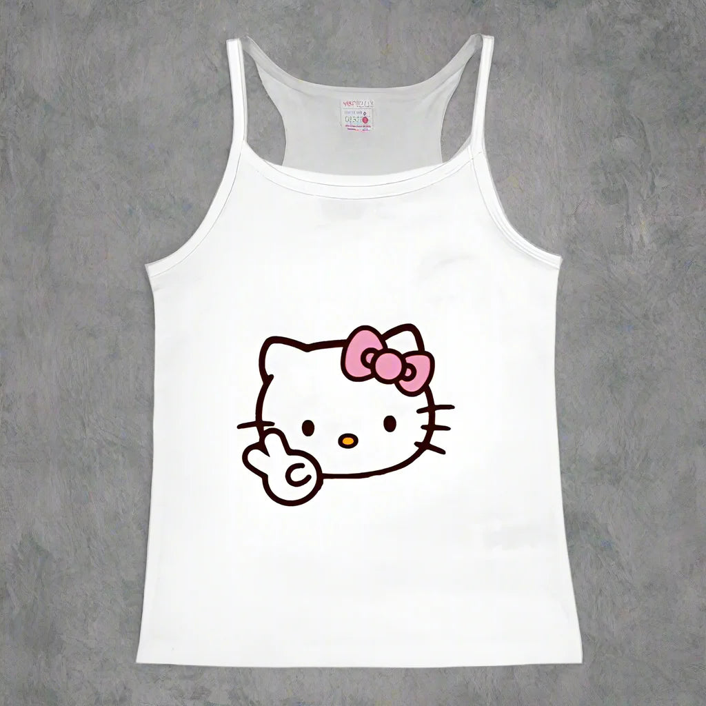 Y2K Hello Kitty Crop Top – Girls Vintage Punk Tank