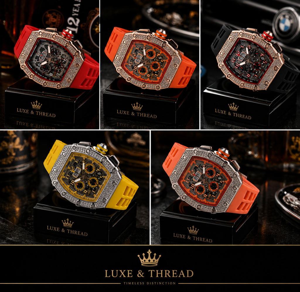Men's Luxury Tonneau Skeleton Watch