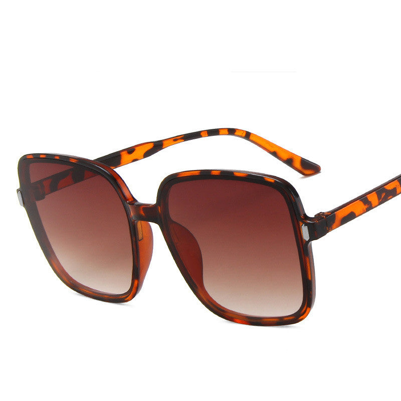 Sunglasses with tortoiseshell frame and brown gradient lenses on a white background