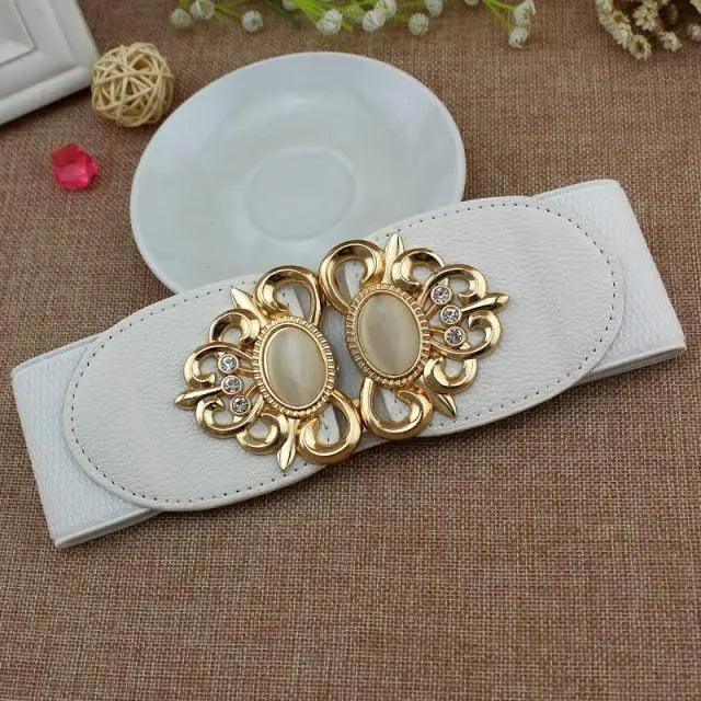 Fashion Black Elastic Waistband One-Piece Dress Women Decorative Belt Elegant Women's Style Party Dress Belts
